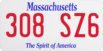 MA license plate 308SZ6