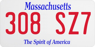 MA license plate 308SZ7