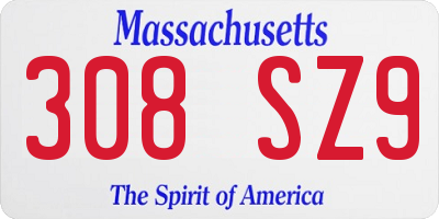 MA license plate 308SZ9