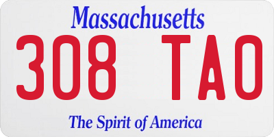 MA license plate 308TA0