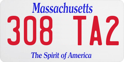 MA license plate 308TA2