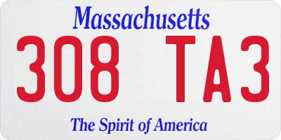 MA license plate 308TA3