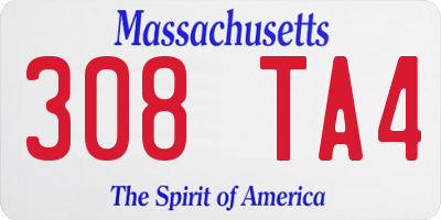 MA license plate 308TA4