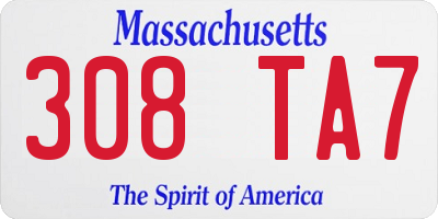 MA license plate 308TA7