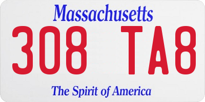 MA license plate 308TA8