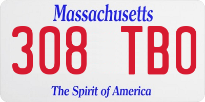 MA license plate 308TB0