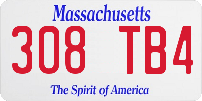 MA license plate 308TB4