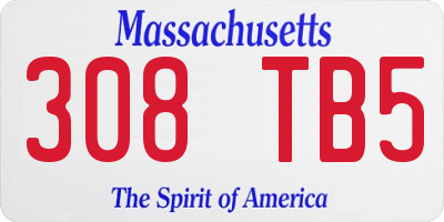 MA license plate 308TB5