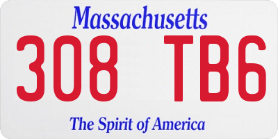 MA license plate 308TB6