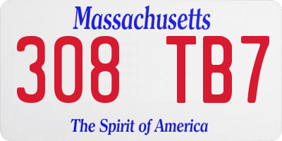 MA license plate 308TB7
