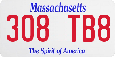 MA license plate 308TB8