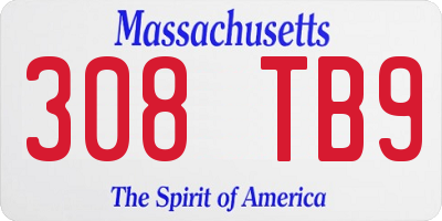 MA license plate 308TB9