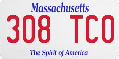 MA license plate 308TC0