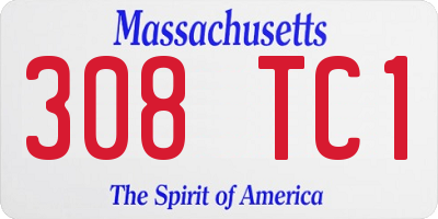 MA license plate 308TC1