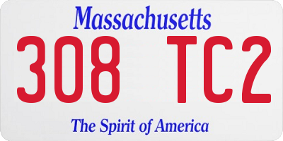 MA license plate 308TC2