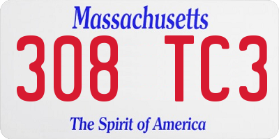 MA license plate 308TC3