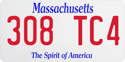 MA license plate 308TC4