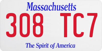 MA license plate 308TC7