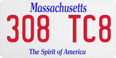MA license plate 308TC8
