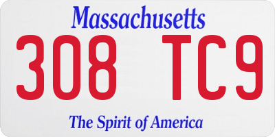 MA license plate 308TC9