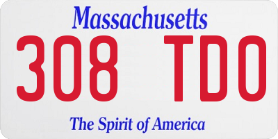 MA license plate 308TD0