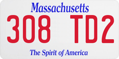 MA license plate 308TD2
