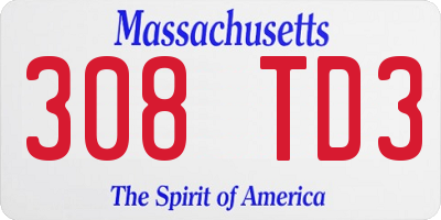 MA license plate 308TD3
