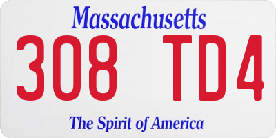 MA license plate 308TD4