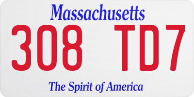 MA license plate 308TD7