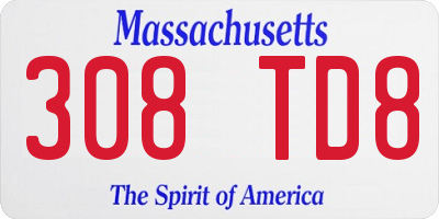 MA license plate 308TD8