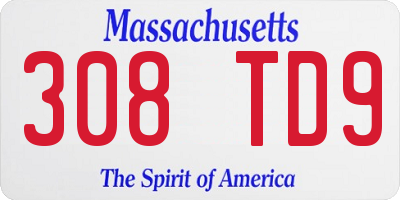 MA license plate 308TD9