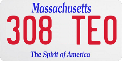 MA license plate 308TE0