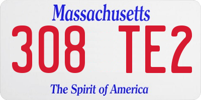 MA license plate 308TE2