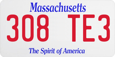 MA license plate 308TE3