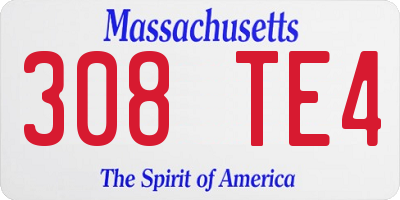 MA license plate 308TE4