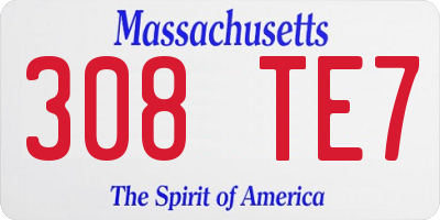 MA license plate 308TE7