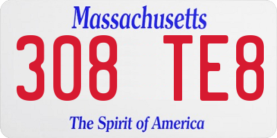 MA license plate 308TE8