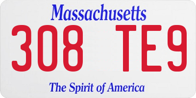 MA license plate 308TE9