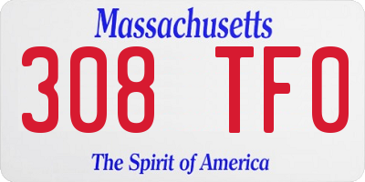 MA license plate 308TF0