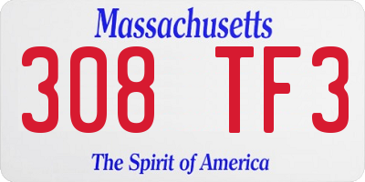 MA license plate 308TF3