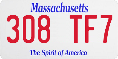 MA license plate 308TF7