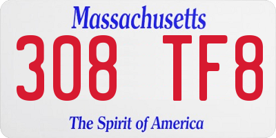 MA license plate 308TF8