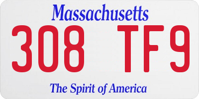 MA license plate 308TF9