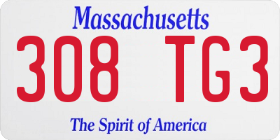 MA license plate 308TG3