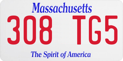 MA license plate 308TG5