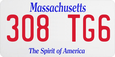 MA license plate 308TG6