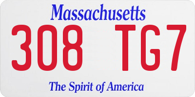 MA license plate 308TG7