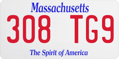 MA license plate 308TG9