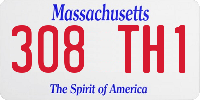 MA license plate 308TH1