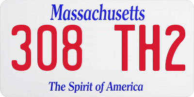 MA license plate 308TH2